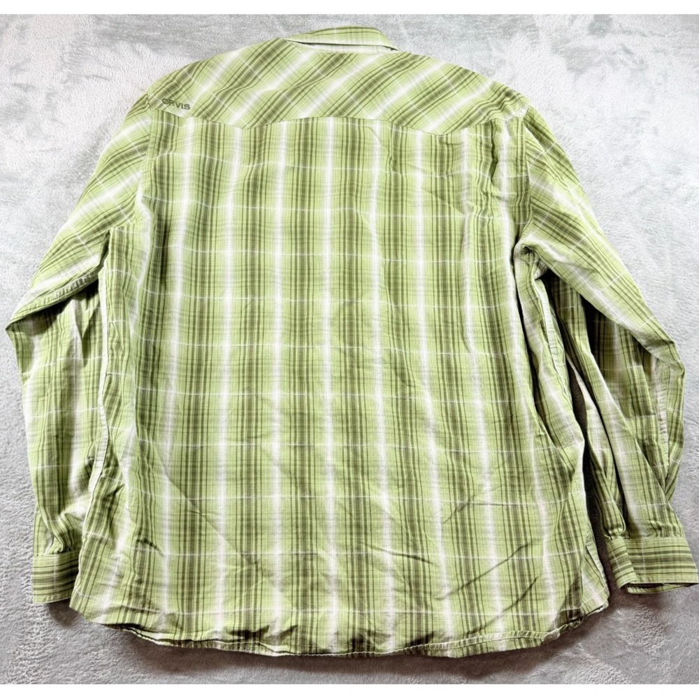 Orvis Green Plaid Western Snap Shirt Men's XL Pearl Snap Outdoors - Picture 6 of 6